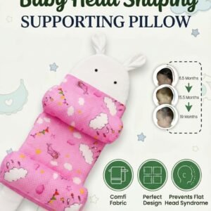 Original Medicated Adjustable Newborn Baby Head Shaping & Sleeping Support Pillow | Anti-Roll Cushion, Soft Neck Support & Head Positioner | Random Color