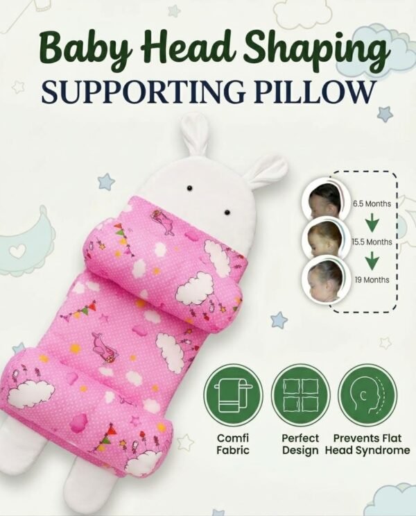 Original Medicated Adjustable Newborn Baby Head Shaping & Sleeping Support Pillow | Anti-Roll Cushion, Soft Neck Support & Head Positioner | Random Color